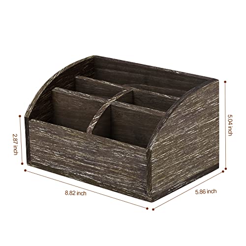 OKSQW Wood Desk Organizer, Solid Wooden Dark Brown Pen Holder for Desktop Organizer, No Need Assembly, Home Office Supplies Workspace Organizers Mail Holder Remote Control Countertop Storage Box - color: Dark Brown1-M