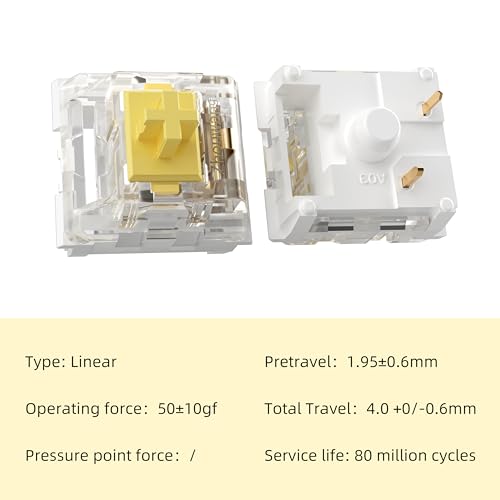 Zhouwang Yellow Keyboard Switches,3-Pin Pre-Lubed Linear Switches for MX Mechanical Gaming Keyboard(Yellow,36PCS) - color: yellow, size: 36Pcs