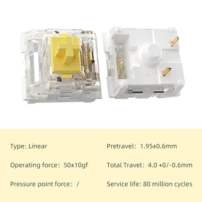 Zhouwang Yellow Keyboard Switches,3-Pin Pre-Lubed Linear Switches for MX Mechanical Gaming Keyboard(Yellow,36PCS) - color: yellow, size: 36Pcs