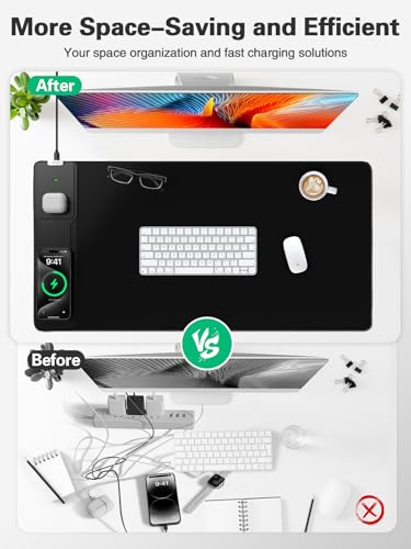Mouse Pad, Office Desk Mat, Large Gaming Mousepad with Superior Micro-Weave Cloth, XXL Desk Pad with Stitched Edges, Non-Slip, Waterproof Writing Keyboard Pad for Gamer, Laptop, Work & Home - color: No RGB - XXL Black Left