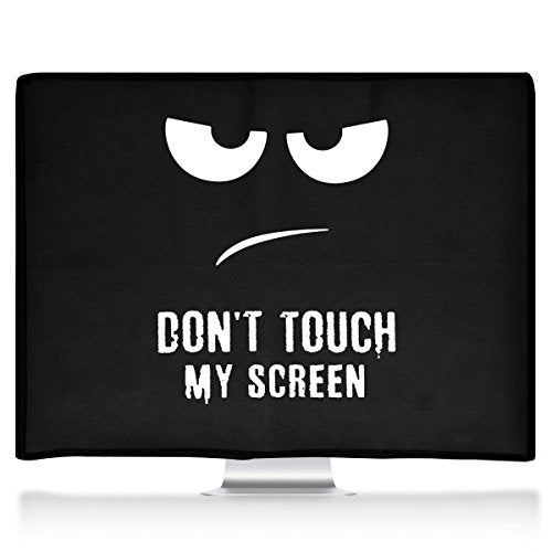 kwmobile Computer Monitor Cover Compatible with 27-28" monitor - Don't Touch My Screen White/Black