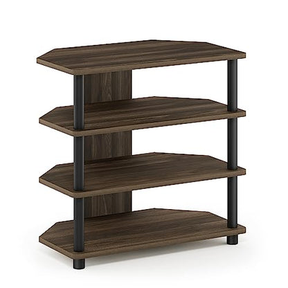 Furinno Turn-N-Tube Easy Assembly 4-Tier Petite Entertainment Center / TV Stand / TV Unit / TV Desk, Columbia Walnut/Black - color: Columbia Walnut, size: 4-Tier