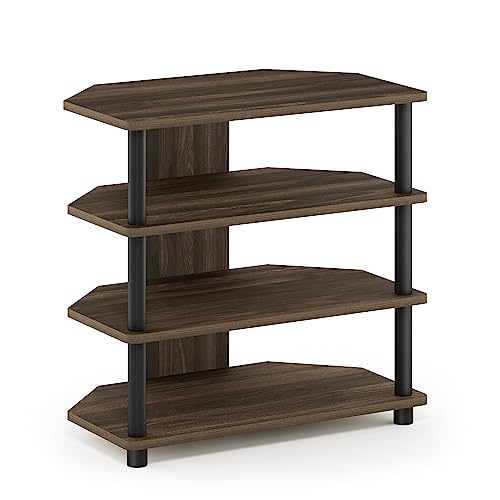 Furinno Turn-N-Tube Easy Assembly 4-Tier Petite Entertainment Center / TV Stand / TV Unit / TV Desk, Columbia Walnut/Black - color: Columbia Walnut, size: 4-Tier