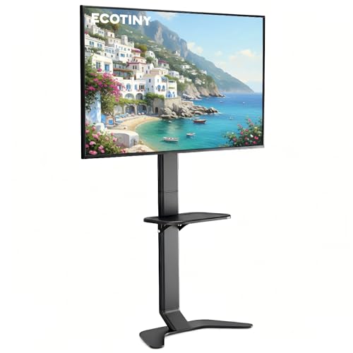 Ultra Slim Floor TV Stand for 37–86 Inch TVs, Modern Curved Base with Shelf, Adjustable Height & Tilt, Space-Saving Design with Cable Management, Fits VESA 600x400mm, Black - color: Black, size: Basic - 51.5" H