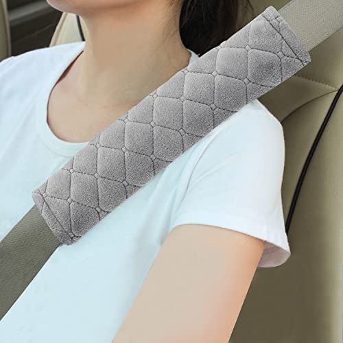 Amooca Soft Auto Seat Belt Cover Seatbelt Shoulder Pad Cushions 2 PCS Universal Fit for All Cars and Backpack for a More Comfortable Driving (Light Grey) - color: A: Grey