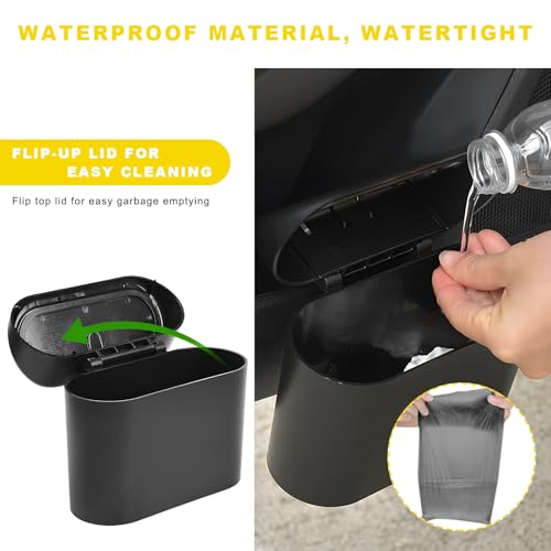 Car Trash Can Bin with Lid, Mini Portable Auto Garbage Can with 15Pcs Trash Bags, Waterproof Leakproof Small Garbage Organizer, Car Dustbin for Vehicle, Home, Office (Pink) - color: Pink