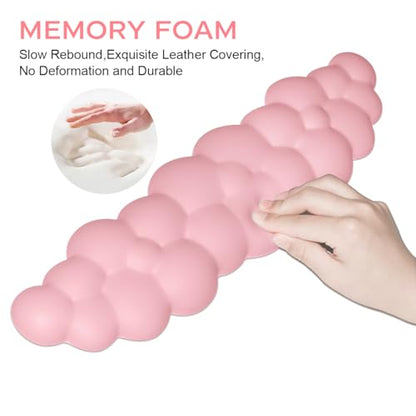 JIKIOU Upgrade Leather Cloud Keyboard Wrist Rest, Cloud Wrist Rest with Non-Slip PU Base, Comfortable Memory Foam Wrist Rest for Computer Laptop Mac Gaming Office and Pain Relief Wish Christmas Gift - color: 05pink