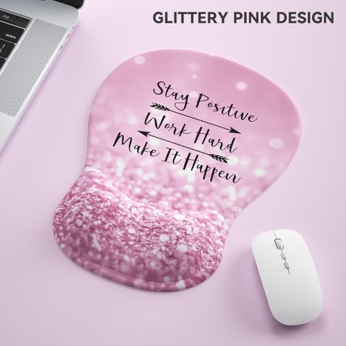 Ergonomic Mouse Pad with Wrist Rest,Cute Gel Mousepad Wrist Support - Small Mini Portable for Travel Mouse Pads for Desk Laptop,Computer,Office & Home Decor (Glitter Pink) - color: A-Glitter Pink