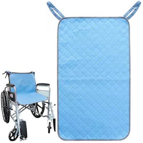 Waterproof Chair Pads for Incontinence, Reusable Washable Wheelchair Pads for Seat with Handles, Highly Absorbent Wheelchair Cover for Adults and Elderly Blue 35.4" x 19.68" - color: Blue