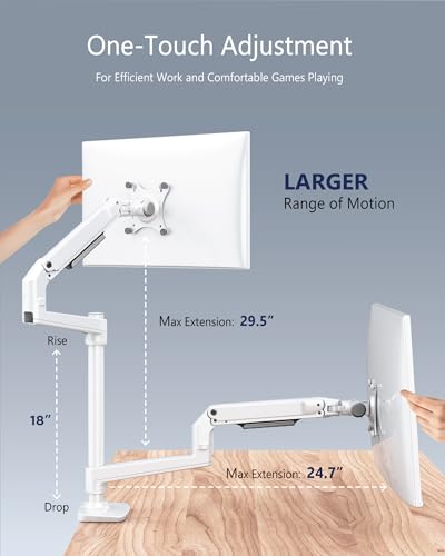 Ergounion Premium Dual Monitor Stand for Desk, High-Grade Aluminum Stacked Monitor Arm with Heavy-Duty Mechanical Spring, Adjustable Vertical Double Monitor Mount for 13-40 inch Screens, White - color: White, size: Dual