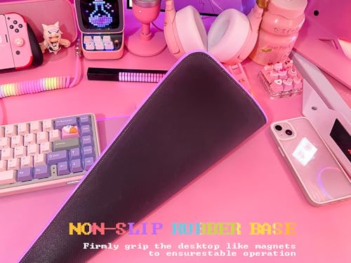 JMIYAV Pink RGB Gaming Mouse Pad 31.5x12 Inch PC XL Large Extended Glowing Led Light Up Desk Pad Non-Slip Rubber Base Computer Cute Mousepad Mat Desk Accessories Gaming Setup 31.5x12 Inch - color: P-pink Up3-10