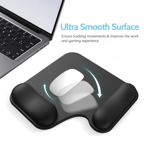Ergonomic Mouse Pad with Gel Wrist Rest (1"& 1.2" Dual Height) - Black Mouse Pads Compact Mousepad Desk Mat Office, Gaming & Carpal Tunnel Relief | Non-Slip Rubber Base - color: Black
