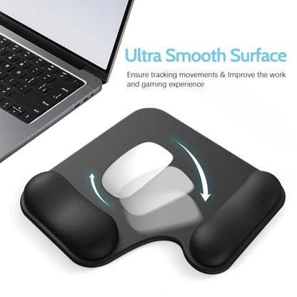 Ergonomic Mouse Pad with Gel Wrist Rest (1"& 1.2" Dual Height) - Black Mouse Pads Compact Mousepad Desk Mat Office, Gaming & Carpal Tunnel Relief | Non-Slip Rubber Base - color: Black