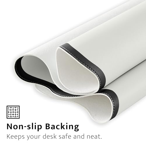 Black White Scalloped Desk Mat, 31.5" x 15.7", PU Leather, Waterproof Anti-Slip, Cute Aesthetic Desk Pad for Office/Home/Game - color: Black