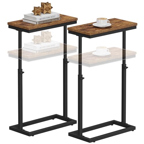 TUTOTAK End Table, Side Table, Tall Couch Table, Sofa Table, Living Room, Bed Room, Brown TB01BB0832 - color: Brown, size: 2 Pack, style: Ordinary