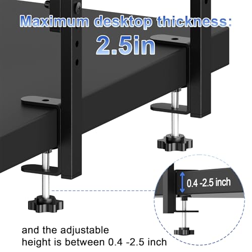 2-Tier Desk Shelf, Black | Desk Organization Expandable Clamp on Desk Shelf Desktop Accessories for Offices and Game Rooms - color: Black