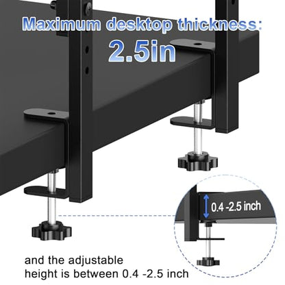 2-Tier Desk Shelf, Black | Desk Organization Expandable Clamp on Desk Shelf Desktop Accessories for Offices and Game Rooms - color: Black