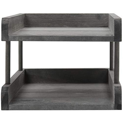 MyGift 2-Tier Rustic Gray Wood Paper File Organizer in and Out Tray/Office Desktop Document Holder Rack - color: Rustic Gray