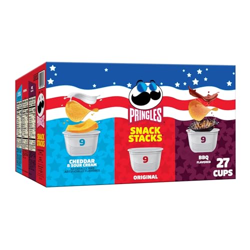 Pringles Potato Crisps Chips, Lunch Snacks, On-the-Go, Snack Stacks, Variety Pack, 19.36oz Box (27 Cups) - size: 0.72 Ounce (Pack of 27)