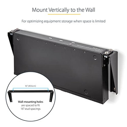 StarTech 1U Vertical Wall-Mount Patch Panel Rack, 125lb, TAA (RK119WALLV) - size: 1U