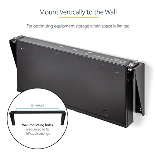 StarTech 1U Vertical Wall-Mount Patch Panel Rack, 125lb, TAA (RK119WALLV) - size: 1U