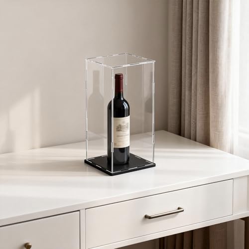 Acrylic Display Case, Clear Collectible Display Box with Matte Black Base & Lid, Dustproof Acrylic Showcase, Easy Self Assembly Display Case for Bottle and Action Figures, 5 x 5 x 14 inch - size: 5 x 5 x 14 inch