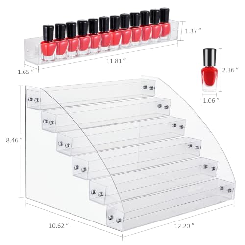 KINGROW Nail Polish Organizer Durable Easy Install Holds up to 96 Bottles | Durable acrylic rack, sturdy and easy to install.Versatile storage for polish, oils, glasses, and ink.Fits 1-2oz bottles - size: 6 Layers