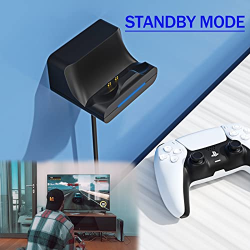 REEYEAR PS5 Controller Wall Mount Charger Dock with 3.3Ft Cord,Charging Station Holder fits for PS5 Pro Wireless Controller with LED Indicators Fast Charging Speed Cable,Space Saving - color: 1 Pack
