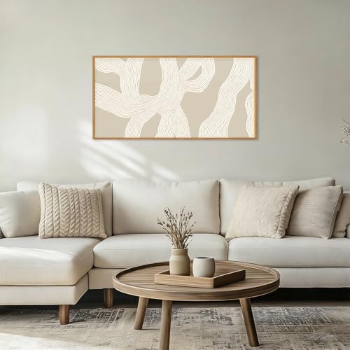 HPNIUB Large Abstract Beige Framed Canvas Prints Wall Art Set,Neutral Minimalist Lines Wall Decor,Modern Textured Artwork for Living Room, Bedroom,Dining Room, Office, Bathroom Decor-20 x40 - color: Abstrac Twall Art, size: 40"L x 20"W