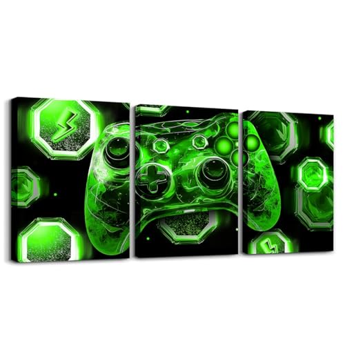 Feelyou Kids Gamer Picture Wall Decor Galaxy Gaming Canvas Wall Art for Living Room Bedroom Modern Game Console Wall Painting and Prints Boys Girls Gamepad Teens Bathroom Wall Art 12"x16"x 3Pcs - color: Multi K10