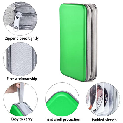 DVD Case, Bivisen CD Case Holder Wallet Binder 96 Capacity CD/DVD Cases Storage Holder Binder Organizer Wallet Book for Car Home Travel (Green) - color: Green