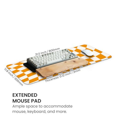 MAY FLOWER Gaming Mouse pad, Large Laptop Mousepad, Full Keyboard Mat, Long Computer Mouse Mat for Home and Office, Anti-Slip Rubber Base, 31.5 x 11.8 Inches (Checkered) - color: Checkered