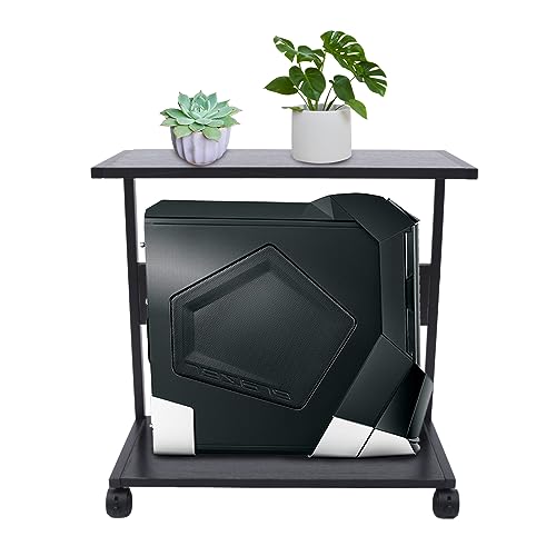 2 Tier Computer Tower Stand, CPU Holder Stand Cart with Rolling Caster Wheels, Mobile PC Tower Stand for Office Home Gaming Accessories Fits Most PC