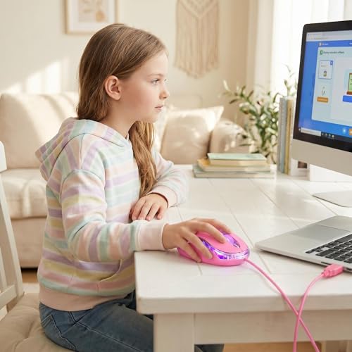 SOONGO Kids Mouse for Laptop USB Ergonomic Optical Mouse Blue Color 1.5M Cable - color: Blue