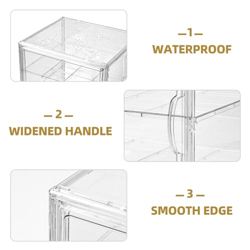 4 Tier Display Case for Collectibles,Clear Display Box with 3 Movable Plates ,Storage Container with Magnetic Door - size: XXL-4 Tier-1 Pack
