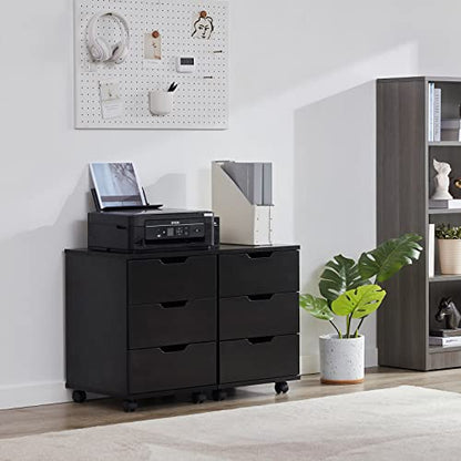 Farini Mobile File Cabinet for Home Office, 3 Drawer Chest Wood, Drawers Unit for Under Desk, Storage Drawers Cabinet Black - color: Black