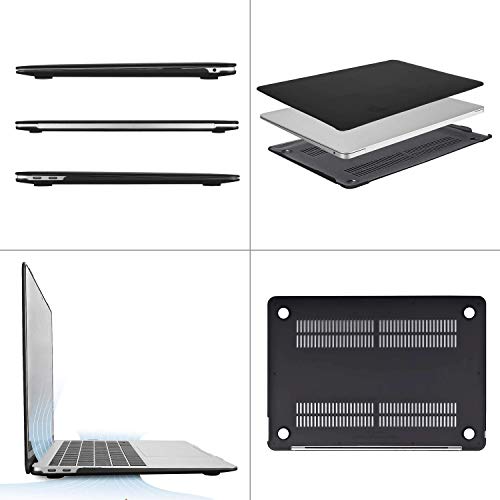 MOSISO Compatible with MacBook Air 13 inch Case M1 2021 2020 2019 2018 Release A2337 A2179 A1932 Touch ID, Plastic Hard Shell Cover&Keyboard Cover for MacBook Air 13.3 inch Case M1, Black - color: Black