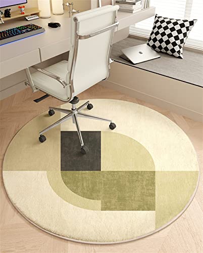 Round Office Chair Mat for Hardwood Floor Computer Gaming Rolling Chair Mat Floor Protector Mat Desk Rug Wood Tile Protection Mat for Office Home, Beige C, Diameter 24" - color: Beige C, size: Diameter 24"