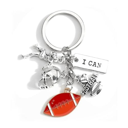 Sports Ball Keychain with Volleyball Baseball Soccer Basketball Football Charms Athletic Gift for Men - color: Rugby