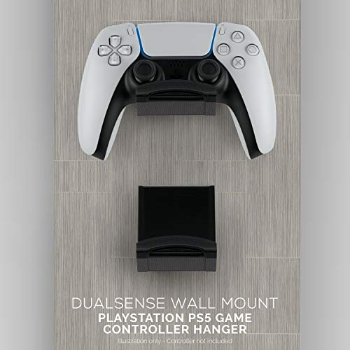 Game Controller Wall Mount (2 Pack) for PS5 DualSense Holder Hanger Stand bracket for Playstation PS5 Gamepad, No Screws, Strong VHB Adhesive (Black), by Brainwavz - color: Wall Mount - 2 pack