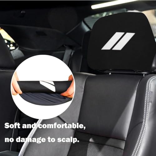 2PCS Car Headrest Covers Soft Black Fabric Car Seat Head Rest Cover Protector Compatible with Dodge Challenger Charger Durango RAM (White) - color: white