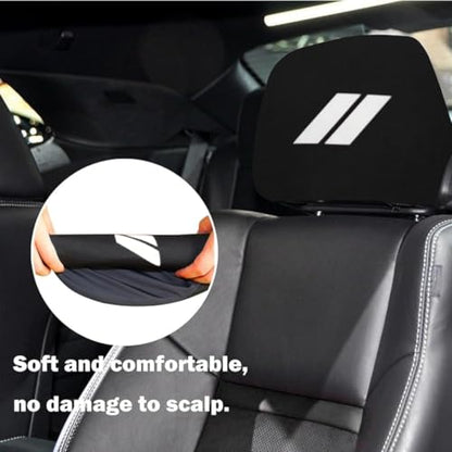 2PCS Car Headrest Covers Soft Black Fabric Car Seat Head Rest Cover Protector Compatible with Dodge Challenger Charger Durango RAM (White) - color: white