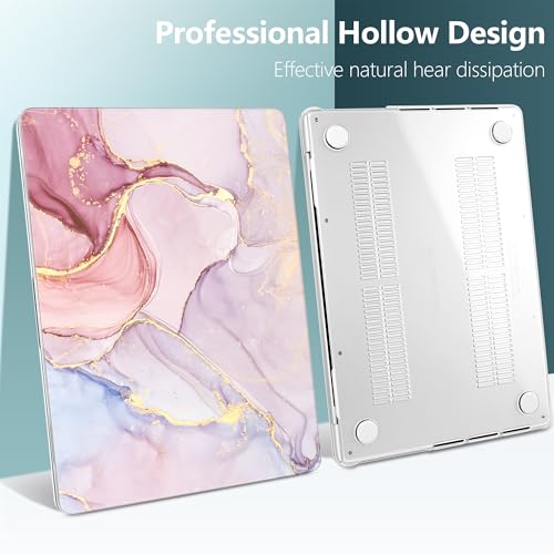 DONGKE Case for MacBook Pro 14 Inch (2026-2021 Release, M5 M4 M3 M2 M1 Pro/Max Chip), Plastic Slim Hard Shell Protective Cover with Keyboard Cover & Screen Protector, Pink Marble - color: Marble X256