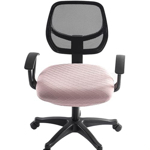 Stretch Jacquard Office Chair Cover, Removable Washable Desk Chair Cover, Anti-dust Seat Cushion Protectors - Pink Red - color: Pink, size: Chair Seat Cover