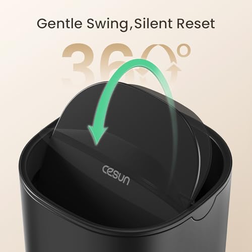 Cesun Mini Desktop Trash Can with Swing Lid, 0.4 Gallon Small Desk Trash Can, Countertop Wastebasket, Modern Tiny Tabletop Bin for Home Office, Makeup Area, or Car Interior (Black) - color: Black