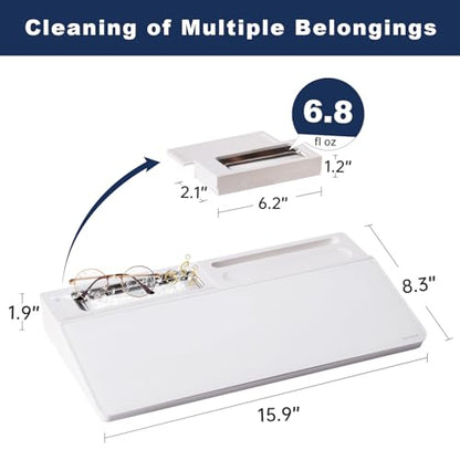 Small Glass Desktop Whiteboard Dry-Erase-Board - Computer Keyboard Stand with Ultrasonic Cleaners White Board Surface Pad with Drawer, Desk Organizers with Accessories - color: Ultrasonic Cleaner - White