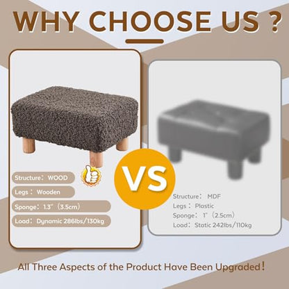Small Foot Stool Ottoman, Sherpa Footstool Ottoman Foot Rest for Couch, Rectangle Footstools and Ottomans Small for Living Room, Entryway and Bedroom (Brown) - color: Brown (Sherpa)