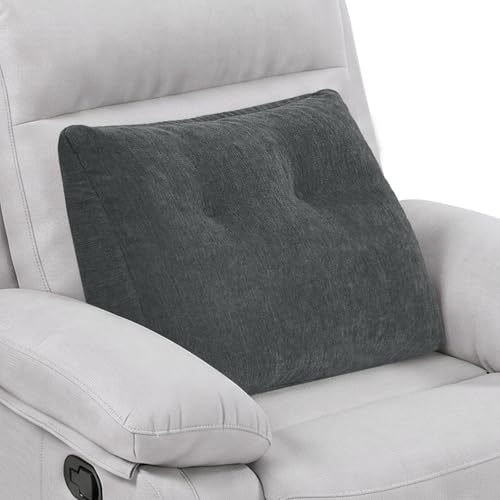 Back Support Pillow for Recliner Soft Dual Layer Lumbar Support Pillow with Shredded Memory Foam Ergonomic Orthopedic Couch Lumbar Cushions for Elderly Lower Back Pain Relief Dark Grey - color: Dark Grey