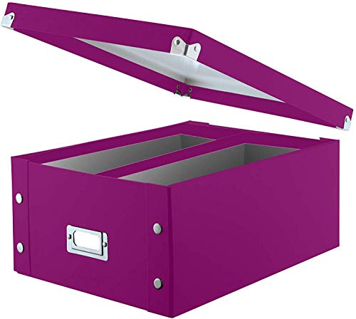 Snap-N-Store CD Storage Box - Pack of 1/2 - Durable Disc Holder with Lid to Store for Discs (1 Pack - Doublewide CD, Berry) - color: Berry, size: 1 Pack