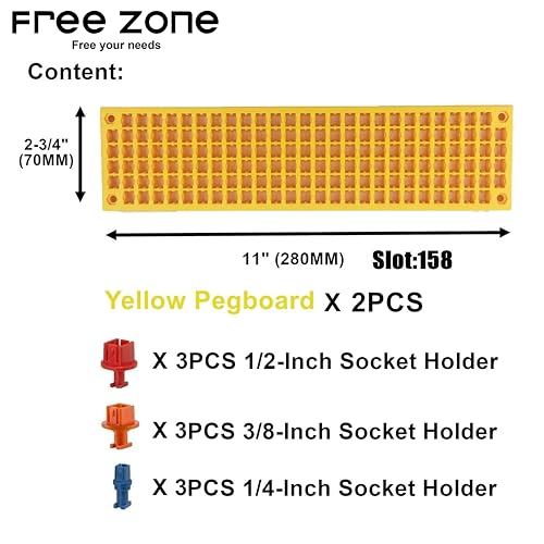 Free Zone Bit Organizer Set (Yellow) – 158-Hole Bit Storage – 1/4" Hex Bits & Drive Bits Adapter Storage – Toolbox Storage (Tools Not Included) - color: Yellow